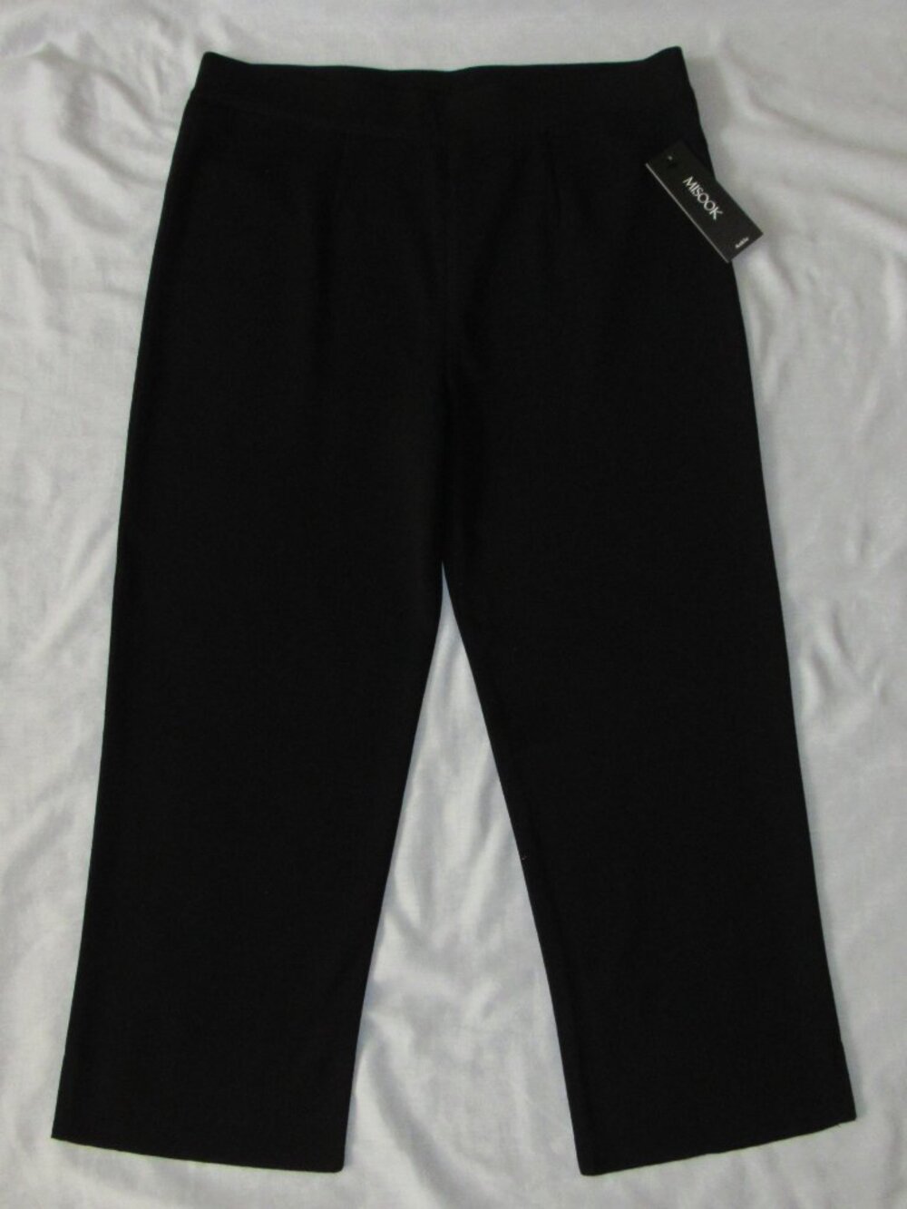 NWT Misook Black Pull On High Rise Ankle Knit Straight Leg Pants XLP XL Petite